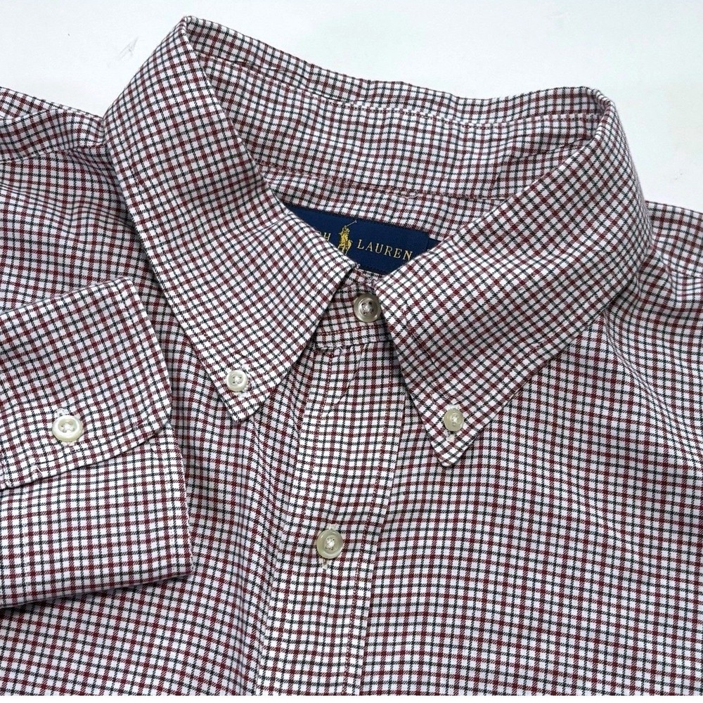 Ralph Lauren Red Navy White Plaid Mens 2XLT Tall Long Sleeve Button Down Shirt